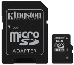 Карта памяти 8 Гб Micro SDHC Kingston Class 4 [SDC4/8GB]