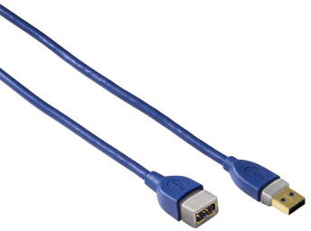 Кабель USB 3.0 HAMA удлинительный AmAf (1,8 м), позолоченные контакты, экранированный