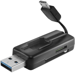 Картридер Micro-USB OTG Ginzzu GR-587UB для карт памяти SD/microSD