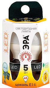 Лампа светодиодная ЭРА 5 (40) Вт, тёплый свет 2700 K [P45-5w-827-E14]