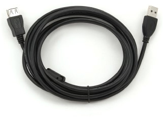 Кабель Gembird Pro удлинитель USB 2.0 AmAf, 3 м, черный, ферритовые кольца