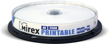 BD-R (Blu-Ray) диск Mirex 4x 25Gb Cake Box (10), Ink Printable