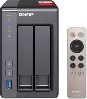 Сетевое хранилище QNAP TS-251+-2G Сетевой RAID-накопитель, 2 отсека для HDD, HDMI-порт. Intel Celeron J1900 2,