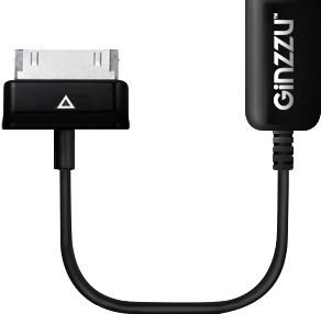 Кабель Ginzzu GC-582UB для Samsung P30-pin(M)-USB(F) - кабель 13cм с поддержкой USB OTG