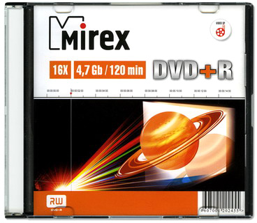 DVD+R диск Mirex 16x 4.7 ГБ Slim Box (1 шт.)