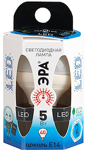 Лампа светодиодная ЭРА 5 (40) Вт, холодный свет 4000 K [P45-5w-842-E14]