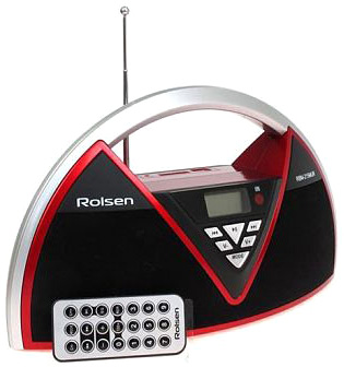 Аудиомагнитола Rolsen RBM215MURBL черный/серебристый 4Вт/MP3/FM(dig)/USB/SD/MMC