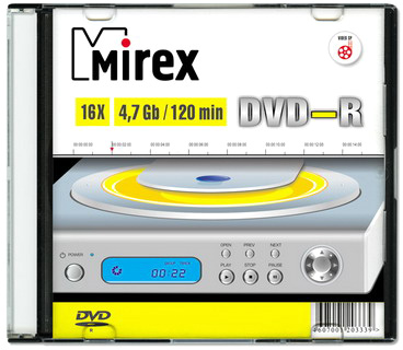 DVD-R диск Mirex 16x 4.7 ГБ Slim Box (1 шт.)