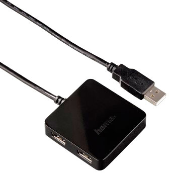 Концентратор USB2.0 Hama, 4 порта, черный [H-12131]