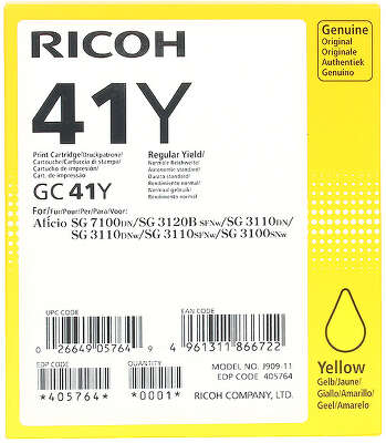 Картридж гелевый Ricoh Afico GC 41Y (405764) (2200 стр.) Yellow