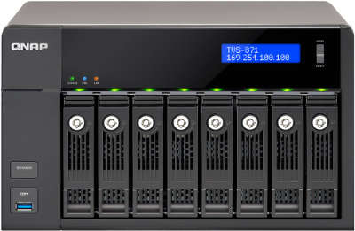 Сетевое хранилище QNAP TVS-871-i3-4G Сетевой RAID-накопитель, 8 отсека для HDD, HDMI-порт. Двухъядерный Intel