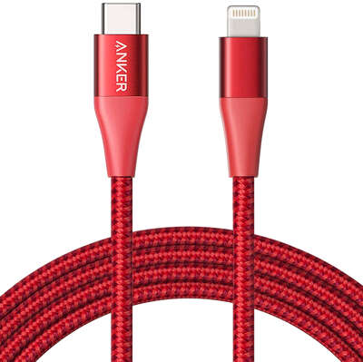 Кабель Anker PowerLine+ II USB-C to Lightning Cable, 0.9 м, кевлар, красный [A8652691/A8652H91]