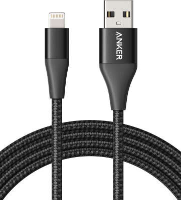 Кабель Anker PowerLine+ II USB to Lightning Cable, 3 м, кевлар, чёрный [A8454011]