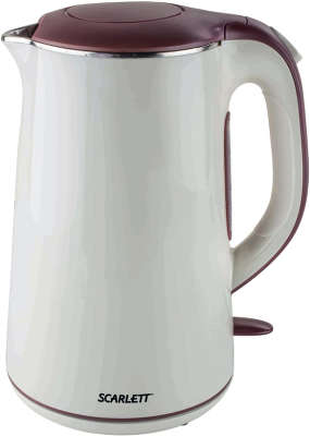 Чайник Scarlett SC-EK21S06 1.7л. белый/бордовый (корпус: пластик)