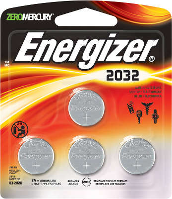 Комплект элементов питания CR2032 Energizer для материнских плат (4 шт в блистере)