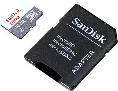 Карта памяти 16 Гб Micro SDHC SanDisk Ultra Class 10 UHS-I [SDSQUNB-016G-GN3MA]