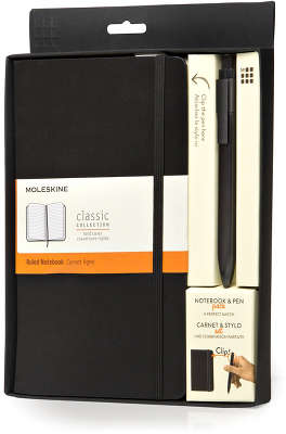 Набор "Classic" (записная книжка и ручка), Moleskine, Large, черный (арт. SETLGBLK)