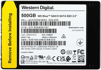 Твердотельный накопитель 2.5" SATA3 500Gb Western Digital Blue SA510 [WDS500G3B0A] (SSD)