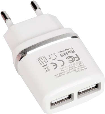Зарядное устройство Hoco C12, 2xUSB, 2.4А, белое