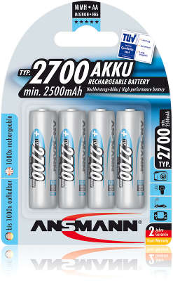 Комплект аккумуляторов AA ANSMANN 2700 мАч Professional (4 шт в блистере)