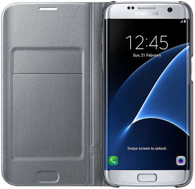Чехол-книжка Samsung для Samsung Galaxy S7 Edge LED View Cover, серебристый (EF-NG935PSEGRU)