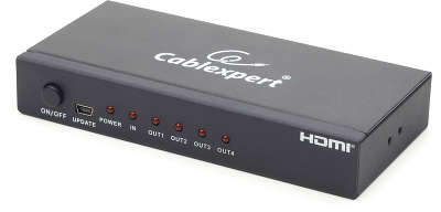 Разветвитель HDMI Cablexpert DSP-4PH4-02, HD19F/4x19F, 1 компьютер => 4 монитора, Full-HD, 3D, 1.4v