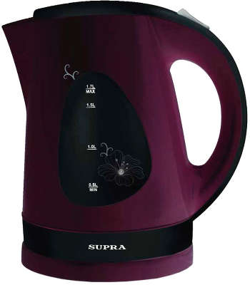 Чайник Supra KES-1708 1.7л. черный/вишневый (корпус: пластик)