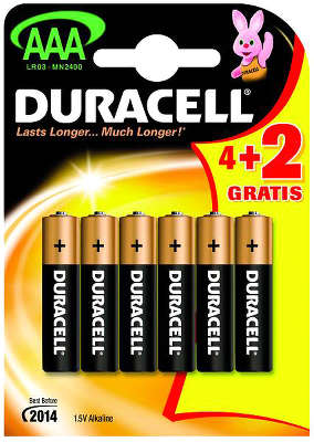 Комплект элементов питания AAA Duracell (6 шт в блистере)