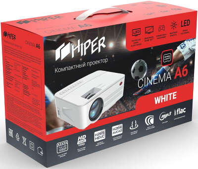 Проектор Hiper Cinema A6, LED LCD, 1920x1080, 2500лм (CINEMA A6 WHITE)