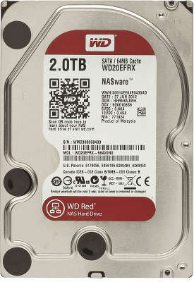 Жёсткий диск SATA-3 2TB [WD20EFRX ] WD RED , IntelliPower, 64MB Cache