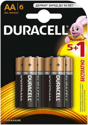Комплект элементов питания AA Duracell 5+1 бесплатно (6 шт в блистере)