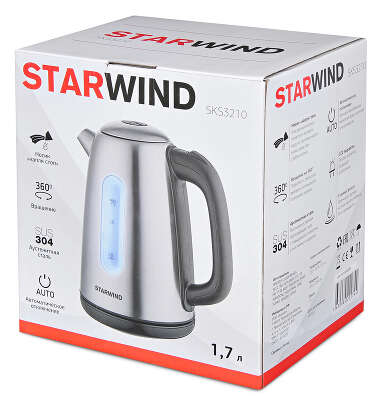 Чайник Starwind SKS3210 1.7л. 2200Вт серебристый (корпус: металл)