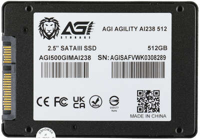 Твердотельный накопитель SATA3 500Gb [AGI500GIMAI238] (SSD) AGI AI238