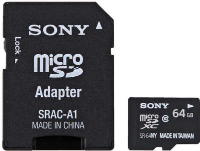 Карта памяти 64 Гб Micro SDXC Sony Class 10, с адаптером [SR64NYAT]
