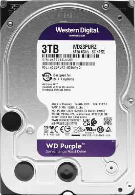 Жесткий диск SATA3 3Tb [WD33PURZ] (HDD) Western Digital Purple, 5400rpm, 256Mb