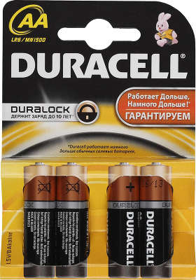 Комплект элементов питания AA Duracell (4 шт в блистере)