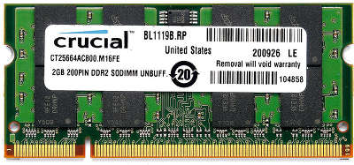 Модуль памяти SO-DIMM DDR-II 2048 Mb DDR800 Crucial