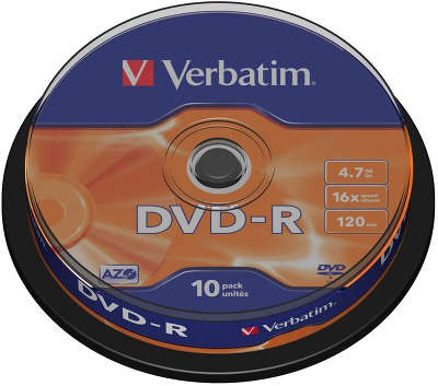 DVD-R диск Verbatim 16x 4.7 ГБ Cake Box (10 шт.)
