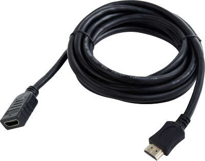 Удлинитель кабеля HDMI Cablexpert CC-HDMI4X-0.5M, 0.5м, v2.0, 19M/19F, черный, позол.разъемы, экран, пакет