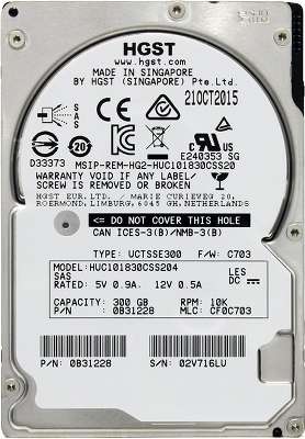 Жёсткий диск Hitachi Enterprise 2.5" SAS 300Gb, 10000rpm, 128MB buffer (HUC101830CSS204 C10K1800)