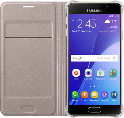 Чехол-книжка Samsung для Samsung Galaxy A3 Flip Wallet A310, золотистый (EF-WA310PFEGRU)