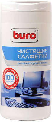 Чистящие салфетки BURO для экранов и оптики (туба, 100шт)