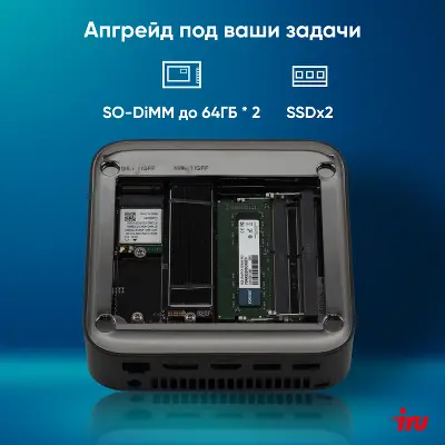 Компьютер Неттоп IRU 310TLCN i3 1115G4 3 ГГц/8/512 SSD/WF/BT/без ОС,черный