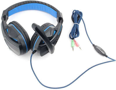 Гарнитура игровая Gembird MHS-G215, черный/синий, регулировка громкости, кабель 2м