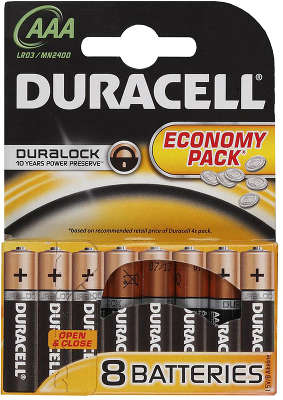 Комплект элементов питания AAA Duracell (8 шт в блистере)