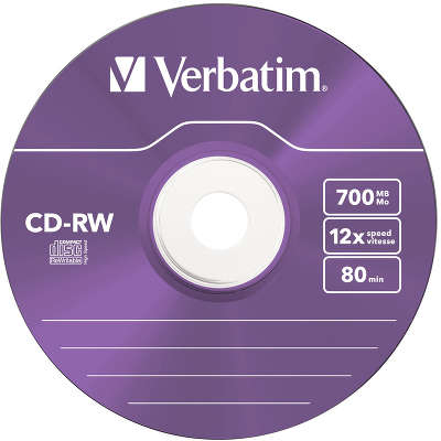 CD-RW диск Verbatim 12x 700 Мб Color Slim (5 шт.)