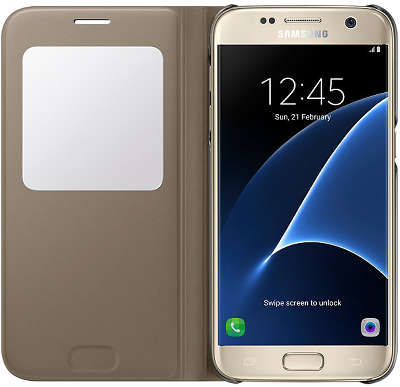 Чехол-книжка Samsung для Samsung Galaxy S7 S View Cover золотистый (EF-CG930PFEGRU)