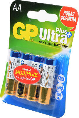 Комплект элементов питания AA GP Ultra Plus [LR6] (4 шт в блистере)