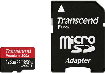 Карта памяти 128 Гб Micro SDXC Transcend Premium 400x Class 10 UHS-I U1 [TS128GUSDU1]