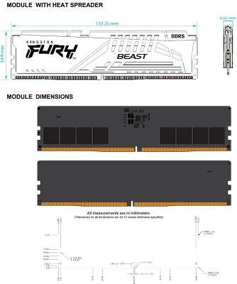 Модуль памяти DDR5 DIMM 16Gb DDR6000 Kingston FURY Beast Black EXPO (KF560C36BBEK2-16)